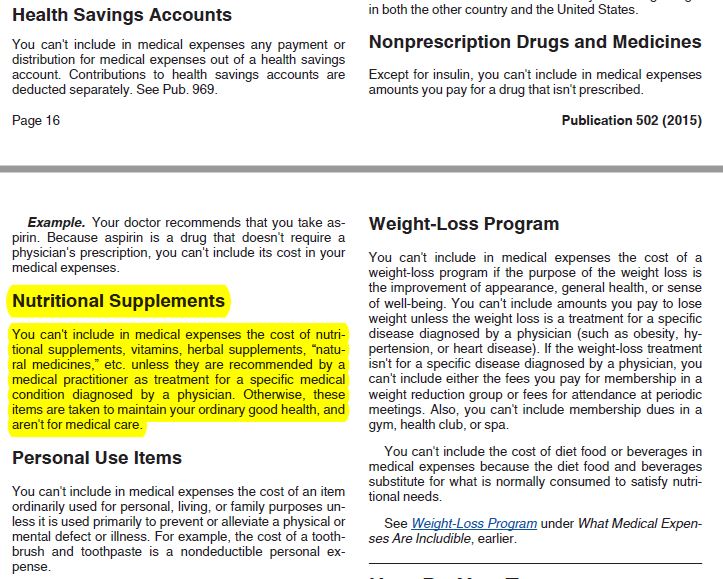 IRS Publication 502 Medical Expense: What can be deducted tax-free